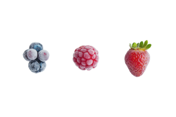 Frozen berries ready for smoothies, colorful and refreshing, healthy lifestyle, isolated on transparent and white background.PNG image