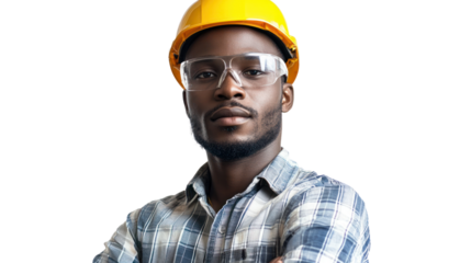 Engineer working on offshore wind energy projects,isolated on transparent and white background.PNG image