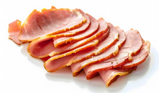 Sliced ham slices meat food pork fresh protein gourmet white background