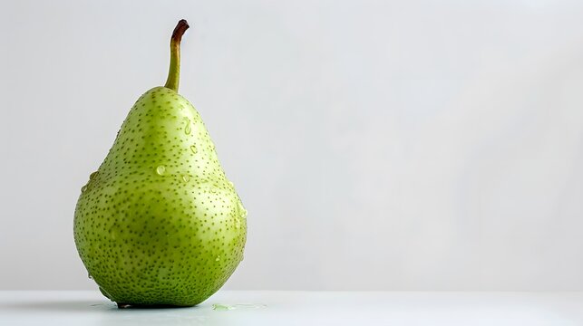 Green pear fresh fruit healthy raw natural water drops background copy space