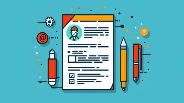 Resume cv job application document paper illustration career employment hiring 