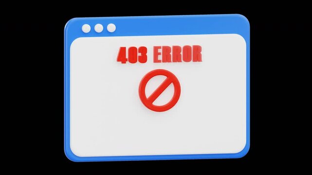 403 Error Forbidden Access 3D Animation, Alpha Channel