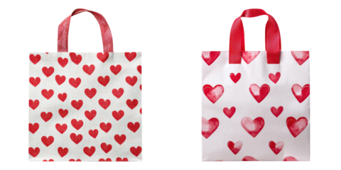 valentine heart gift. Stylish gift bags with heart motifs for Valentine transparent background