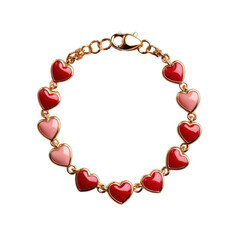 Fototapeta premium valentine heart gift. Delicate heart charm bracelet in red tones transparent background