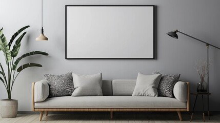 Elegant Minimalist Living Room with Blank Wall Art Space