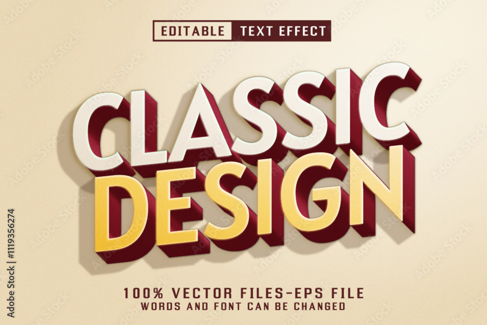 Poster classic design 3d text - editable text effect