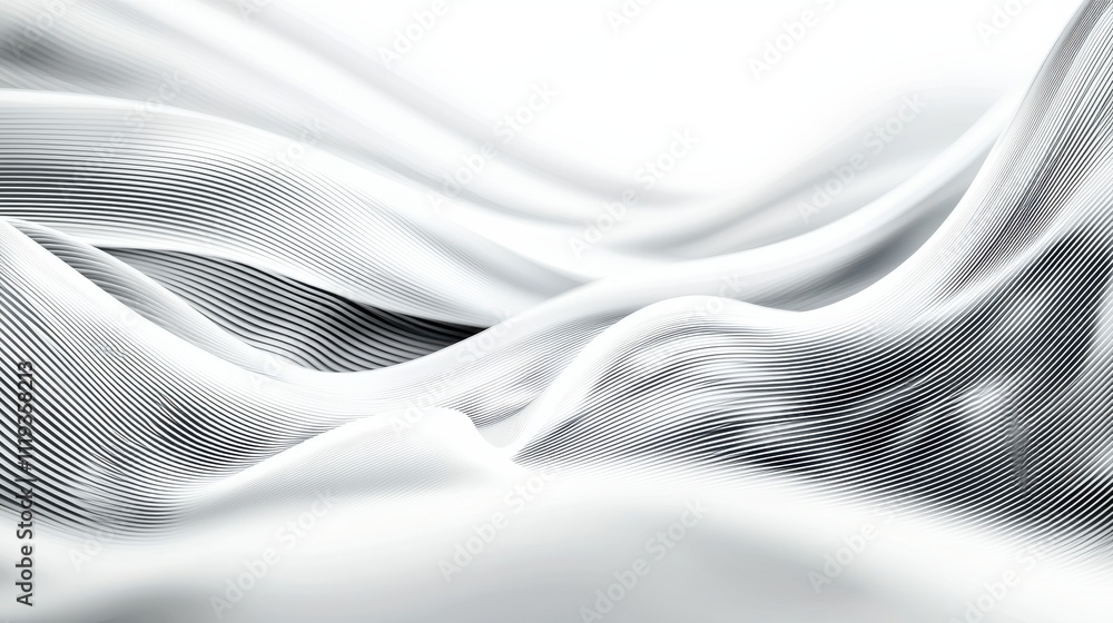 Poster a flowing pattern of white fabric creates a sense of movement and softness, highlighting texture and