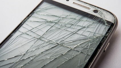 Fototapeta premium Scratched Smartphone Screen with Cracks and Abrasions in High Clarity