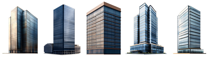 Fototapeta premium Modern glass office building isolated on transparent background.
