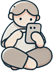 DALL·E 2024-09-26 08.46.15 - A minimalistic and cute cartoon-style illustration of a person using a smartphone. The person is sitting casually, holding the phone with both hands,
