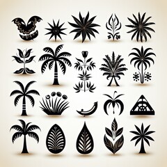 Flat Icon Representation of Summer Nature in Black Style