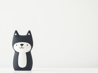 Minimalist Black and White Dog Figurine on White Background