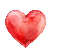 watercolor illustration of  red heart isolated on transparent background