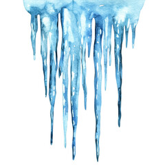 Icicles watercolor illustration isolated on tranparent background