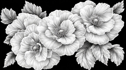 black and white poppies a detailed botanical illustration of floral beauty