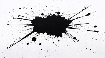 Black ink splatter on white background, abstract art design element. Generative ai
