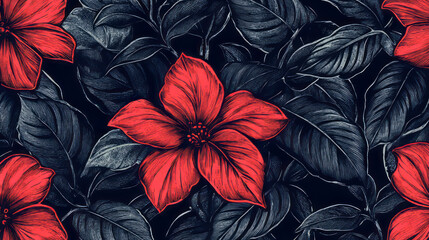 red flowers on dark background a seamless floral design exploration