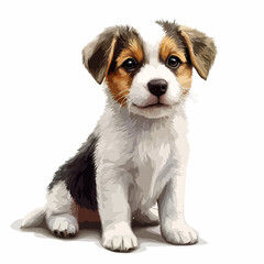 Adorable Puppy on White Background Vector Illustration