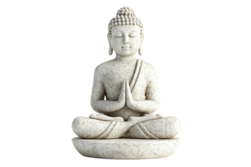 A serene statue of Buddha, symbolizing peace and mindfulness, showcasing intricate details and a tranquil pose, perfect for relaxation themes.