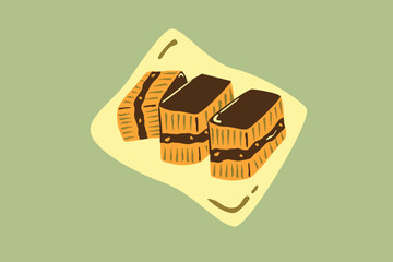 Indonesian Sweet Pancake (Martabak Manis). A popular Indonesian street food made with a thin pancake filled with chocolate, cheese, or other sweet fillings.