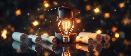 A lamp symbolizes knowledge and achievement.