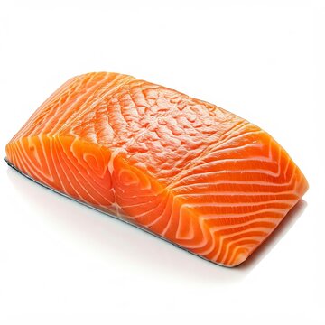 a slice of fresh salmon on a white background