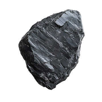Top view of a hyperrealistic single biotite rock in an irregular shape isolated on a white transparent background
