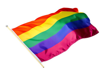 A vibrant rainbow flag waving in the wind, symbolizing diversity, pride, and inclusivity for the LGBTQ community and its supporters.