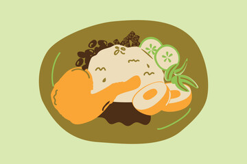 Indonesian Rice with Coconut Milk (Nasi Uduk). A fragrant Indonesian rice dish cooked with coconut milk and spices, often served with various side dishes.