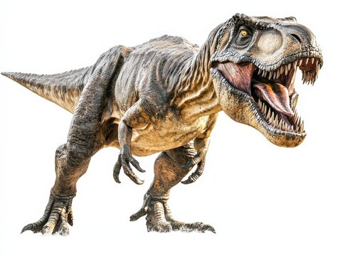 Tyrannosaurus dinosaur, triassic period, mesozoic era, cretaceous period, jurassic period, isolated on white background