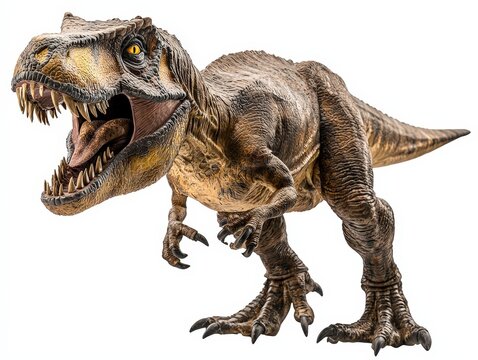 Tyrannosaurus dinosaur, triassic period, mesozoic era, cretaceous period, jurassic period, isolated on white background