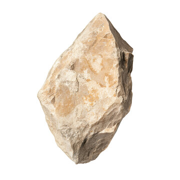 Top view of a hyperrealistic single kaolinite rock in an irregular shape isolated on a white transparent background