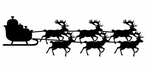 SILHOUETTE OF A REINDEER TRAIN AT CHRISTMAS