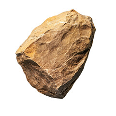 Top view of a hyperrealistic single sandstone rock in an irregular shape isolated on a white transparent background