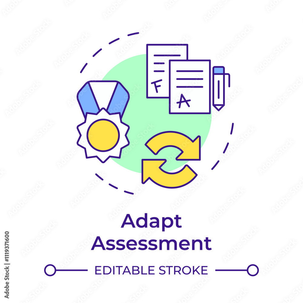 Poster adapt assessment multi color concept icon. students with disabilities knowledge evaluation. special 