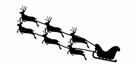 SILHOUETTE OF A REINDEER TRAIN AT CHRISTMAS