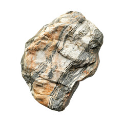Top view of a hyperrealistic single arkose rock in an irregular shape isolated on a white transparent background
