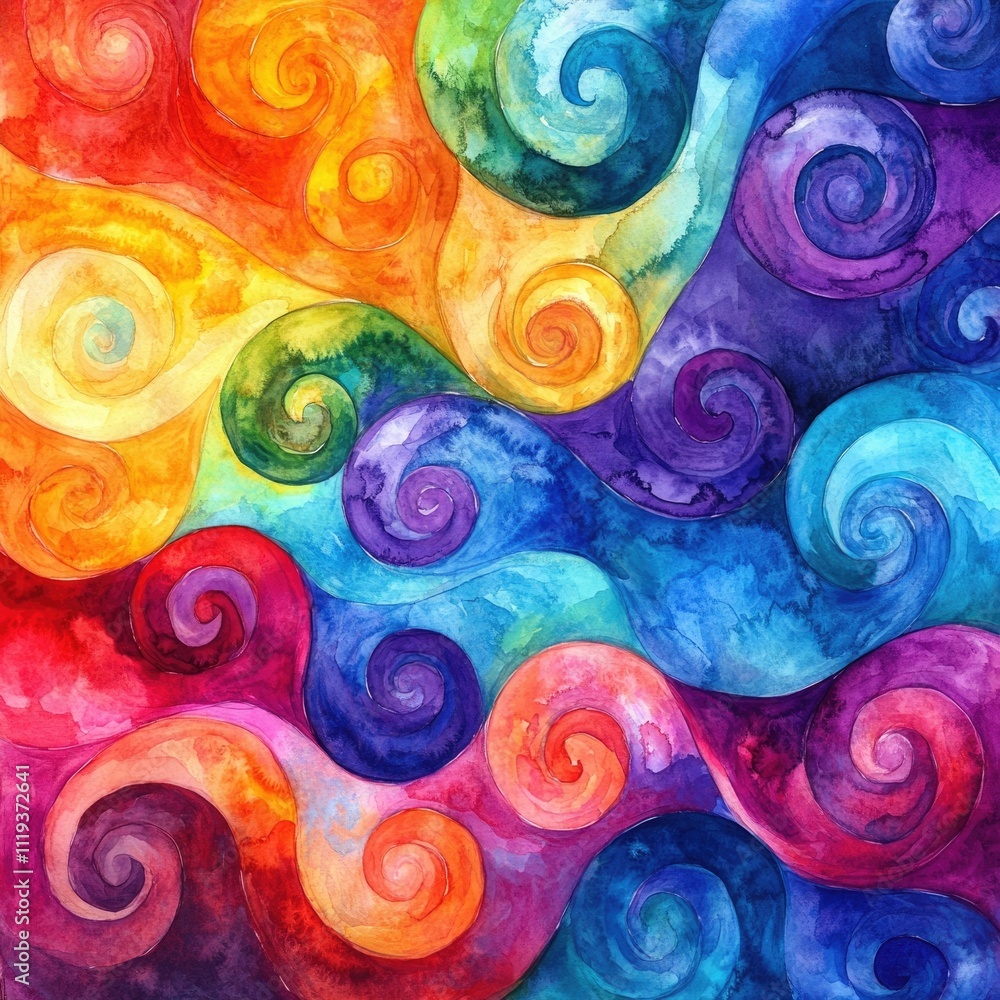 Aufkleber vibrant and captivating psychedelic watercolor swirls with retro 70s tie dye patterns and bold rainb