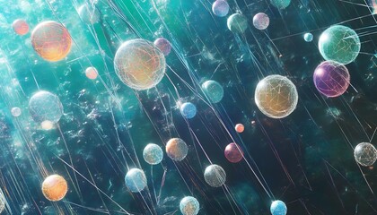 Colorful Spheres Suspended In A Cosmic Web