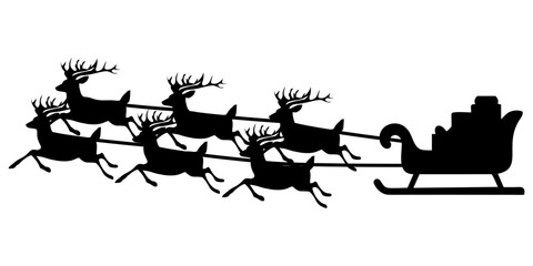 SILHOUETTE OF A REINDEER TRAIN AT CHRISTMAS