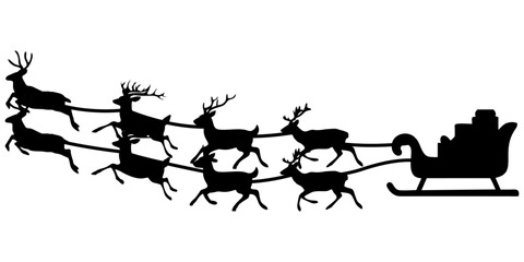 SILHOUETTE OF A REINDEER TRAIN AT CHRISTMAS