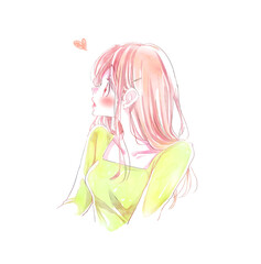 驚いて照れる女性　恋愛