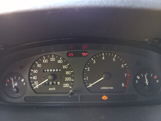 analog devices for cars. dashboard. speedometer and tachometer. old car. instrument arrows. vintage...
