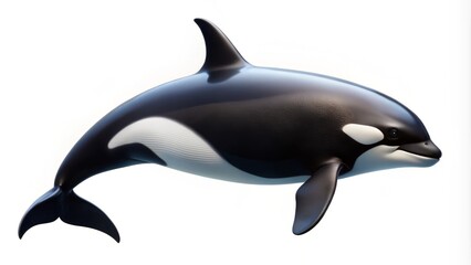 Fototapeta premium Stunning Orca Whale Silhouette in Black Against a Crisp White Background for Captivating Food Photography Themes and Creative Culinary Presentations