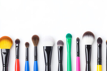 Professional makeup brushes set isolated on white