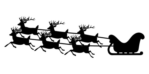 SILHOUETTE OF A REINDEER TRAIN AT CHRISTMAS