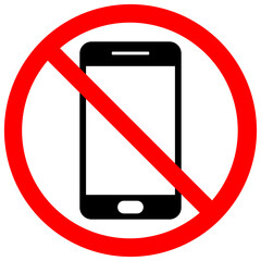 No cell phones, no smartphone, no mobile phone allowed sign vector. Prohibition warning sign.