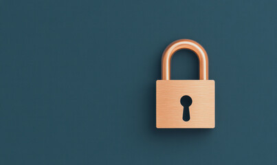 shiny copper padlock with keyhole on solid dark background evokes sense of security and protection