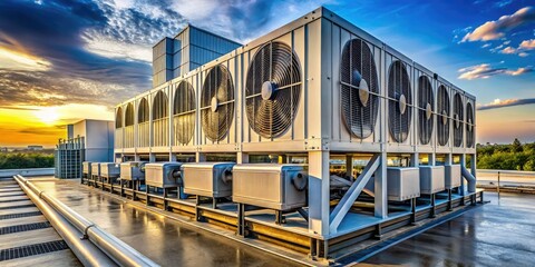Panoramic Industrial Air Conditioner Cooling System - Outdoor Unit, Air-Cooled Water Chiller, HVAC