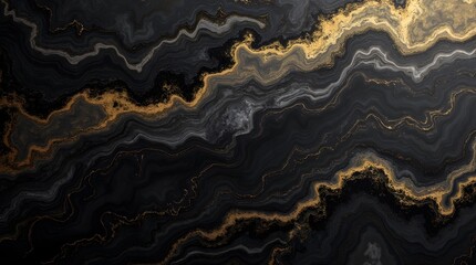 Fototapeta premium Abstract Black and Gold Marble Texture: A Luxurious Swirl of Dark Elegance and Golden Accents